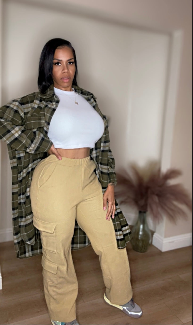 Khaki Corduroy “FLEX” Pants