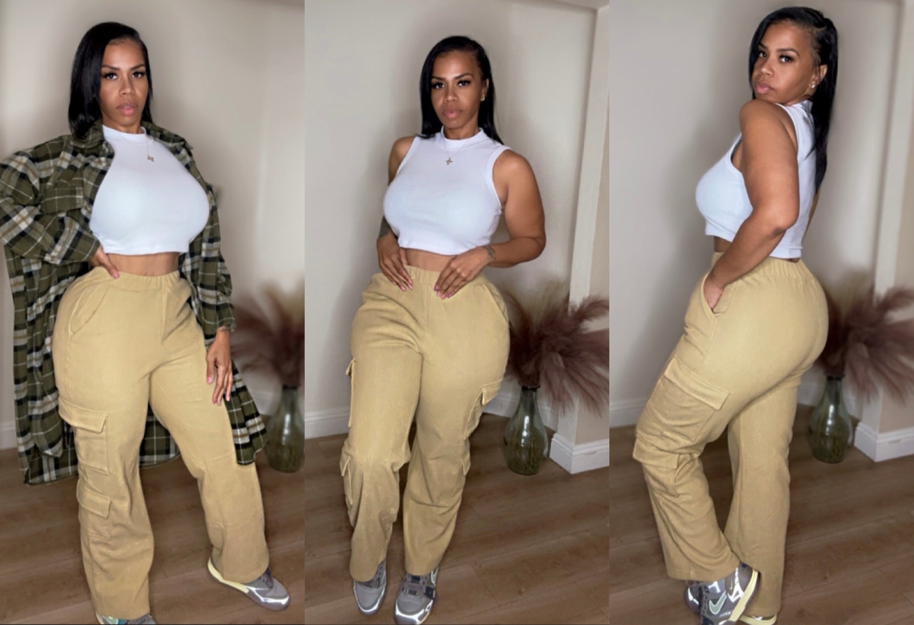 Khaki Corduroy “FLEX” Pants