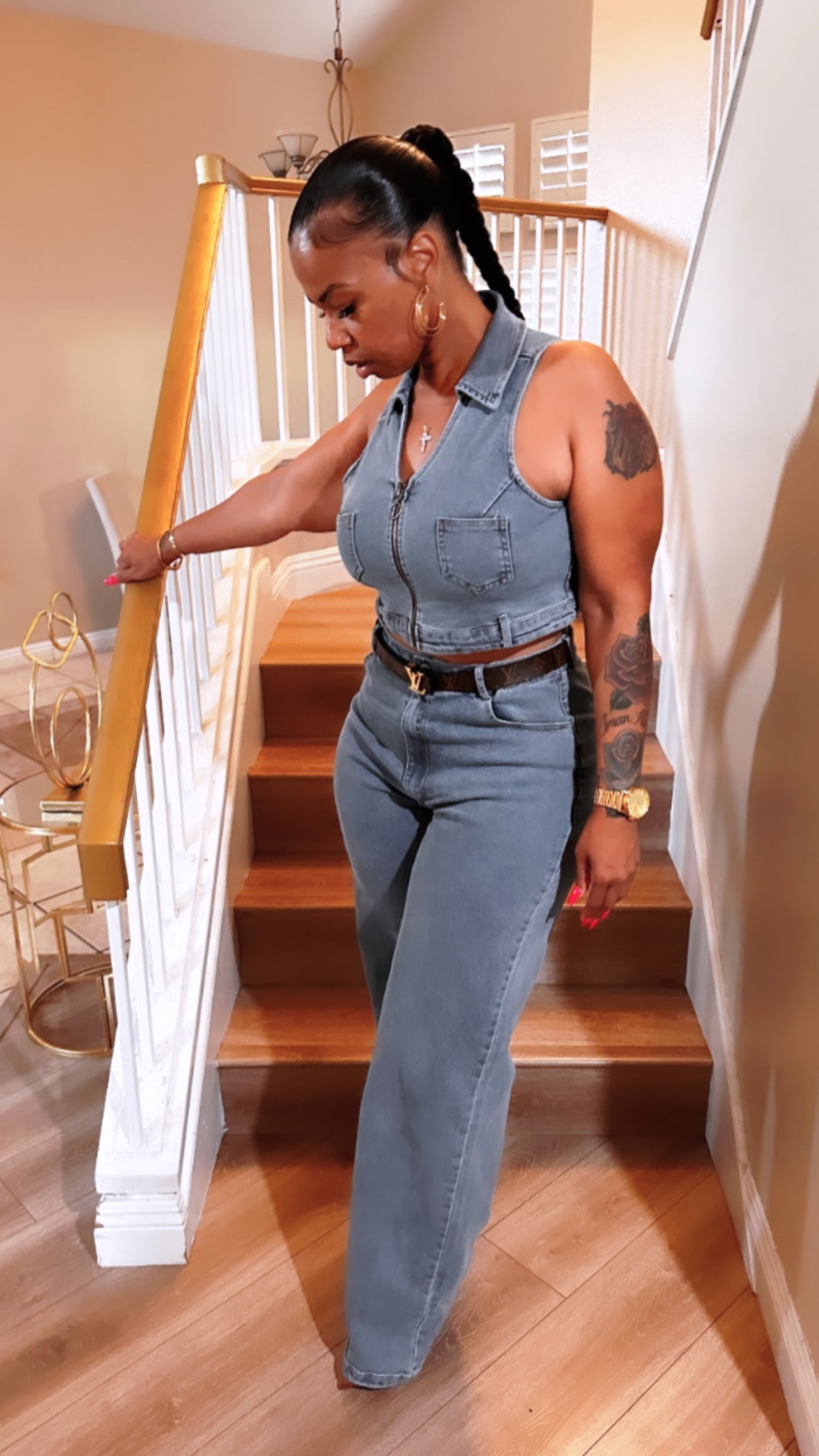 Rich Auntie Denim Pants Set