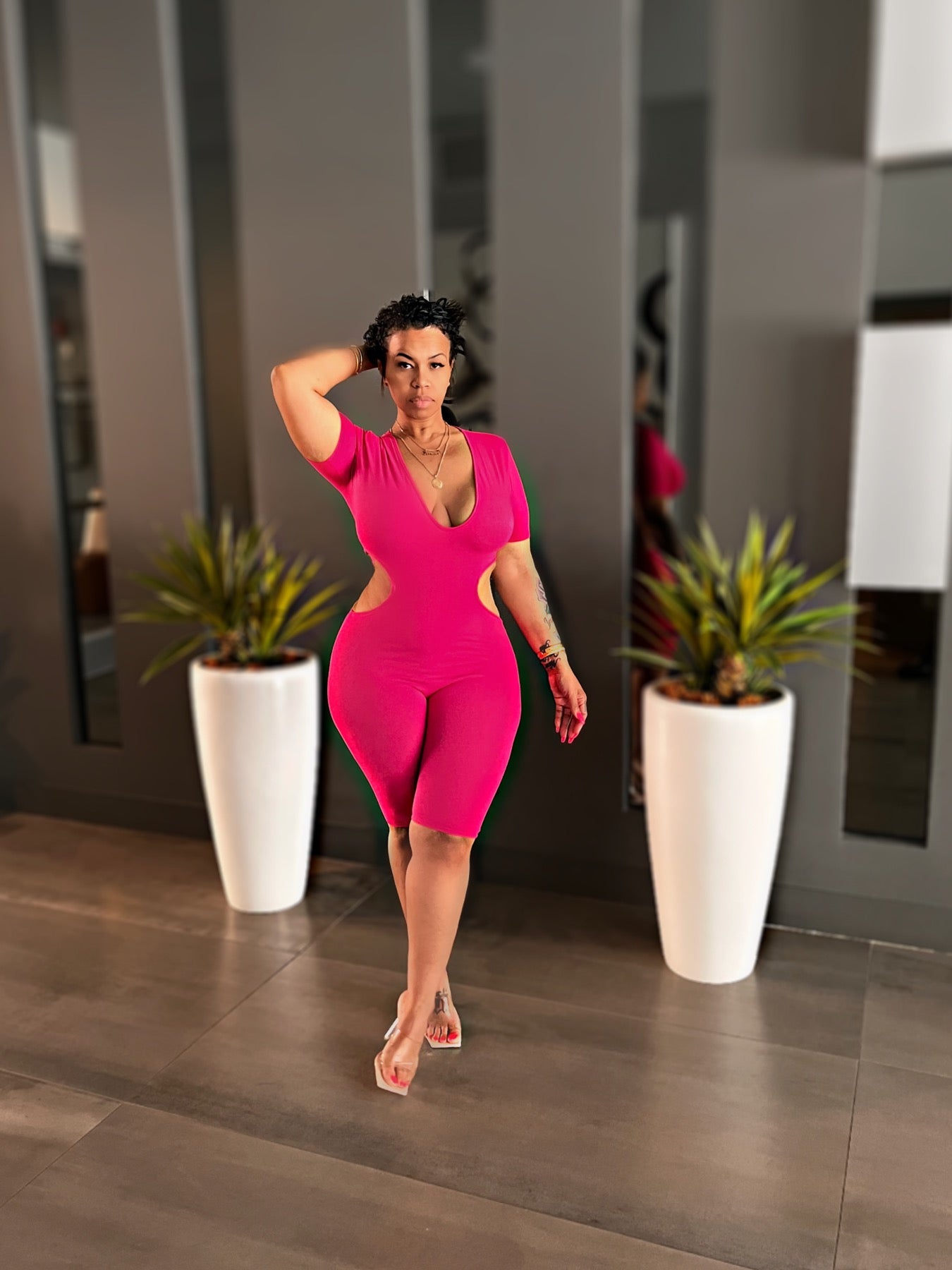 Fuchsia “Good Form” Romper