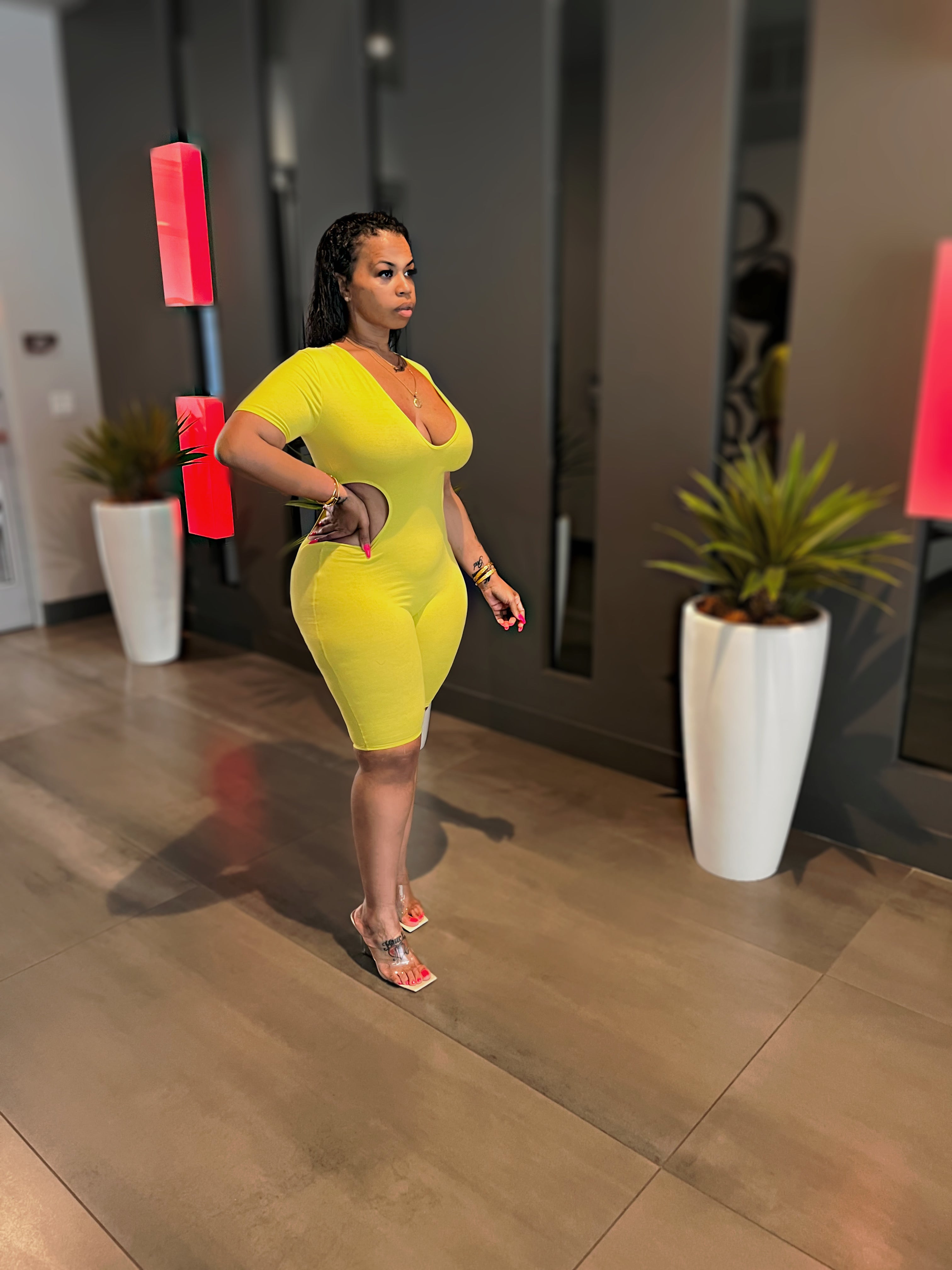 Neon Green “Good Form” Romper