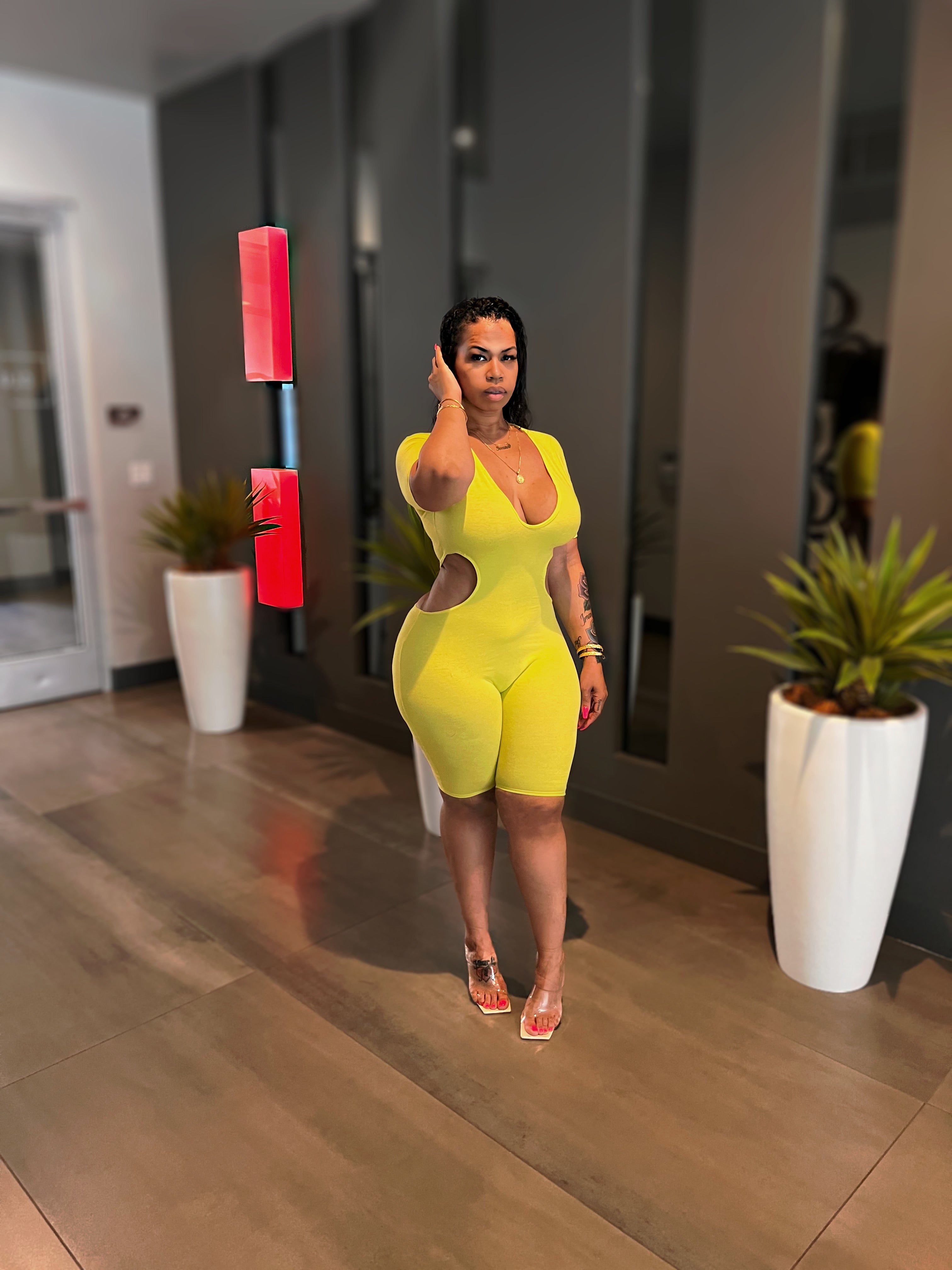 Neon Green “Good Form” Romper